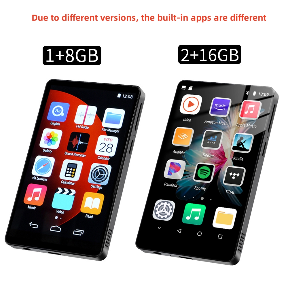 4 inch Android MP4 Player Full Touch Screen Touch with Bluetooth and WiFi MP3 MP4 HiFi Lossless Music Players Supports Hebrew