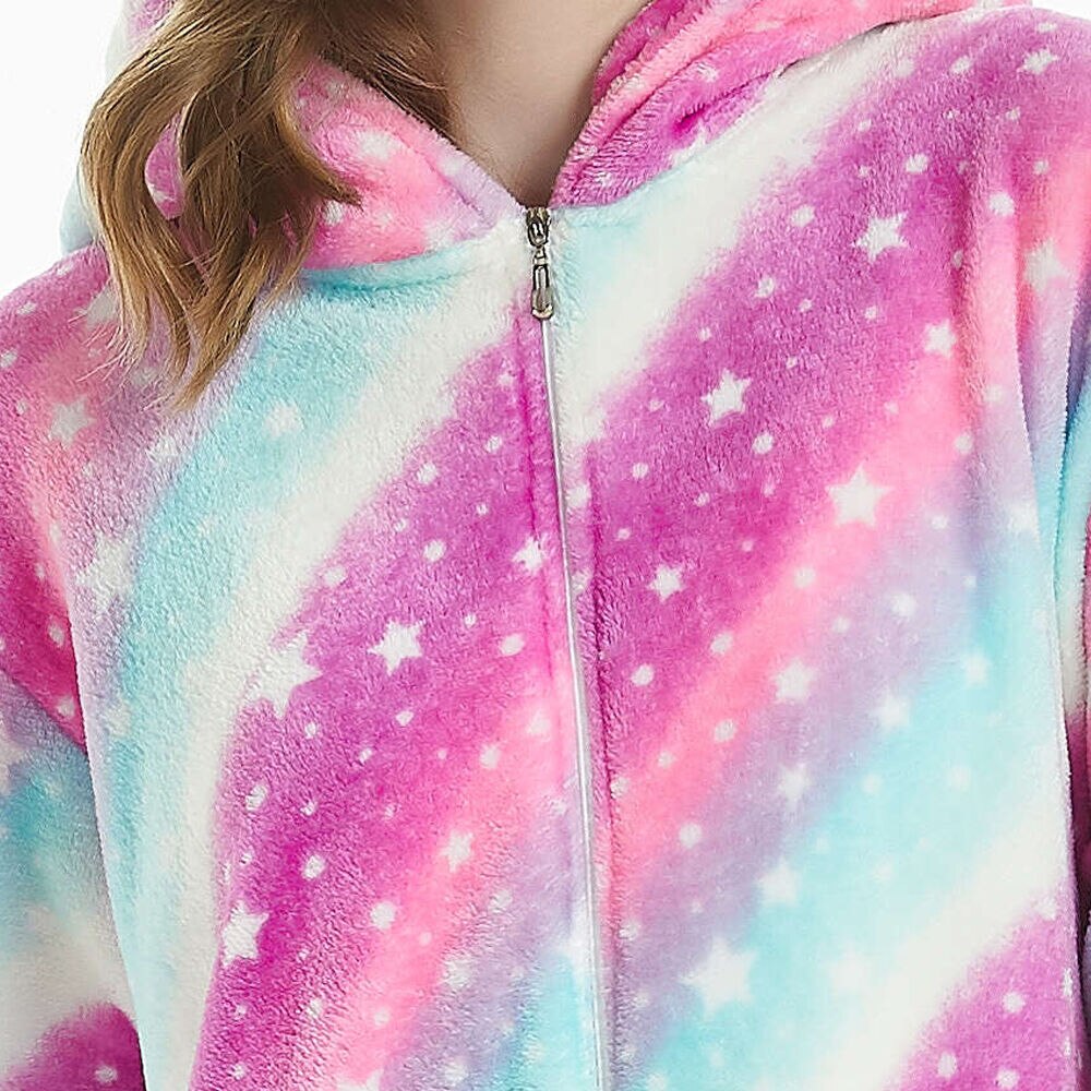 Costume de pyjama licorne étoile de beauté, combinaison à capuche pour enfants, vêtements de nuit pour femmes, Kigurumi