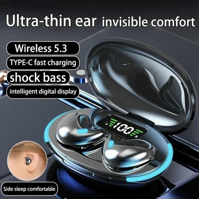 Auriculares inalámbricos X55 para dormir, miniaudífonos TWS con Bluetooth, estéreo, ocultos, micrófono, llamada HD, impermeables