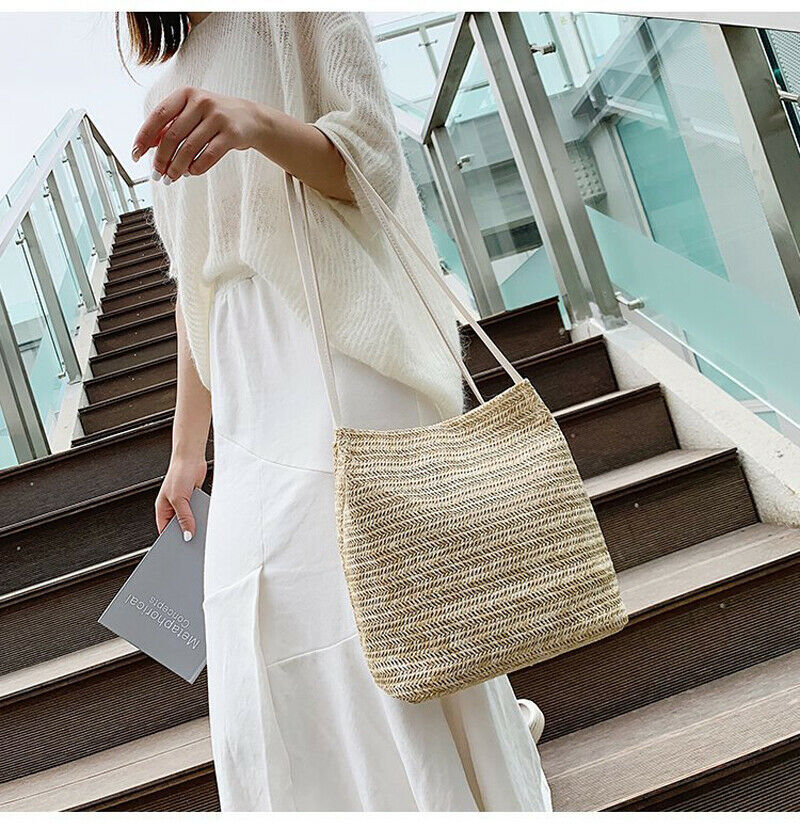 Boheemse dames schoudertas handgeweven rotan stro tas grote capaciteit zomer strandtas