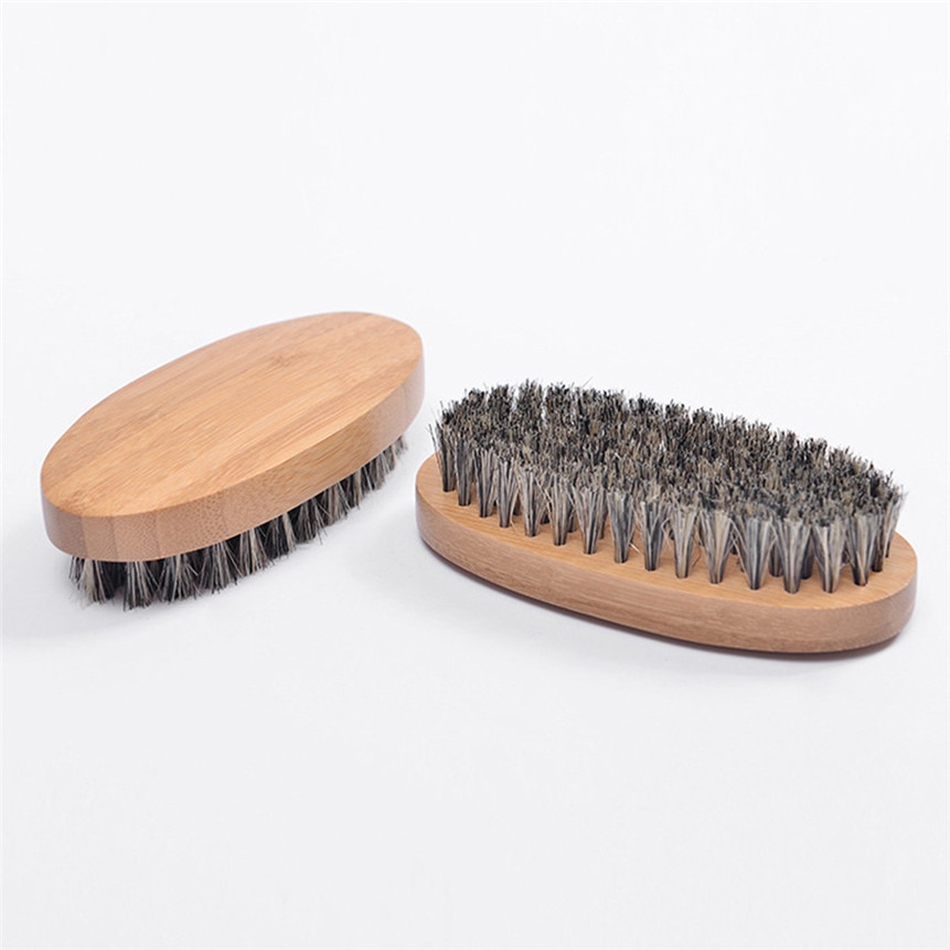 Jabalí Natural cepillo barba cerdas barba acabado funciona peine barbas y bigote para hombres bambú cara masaje barba cepillo