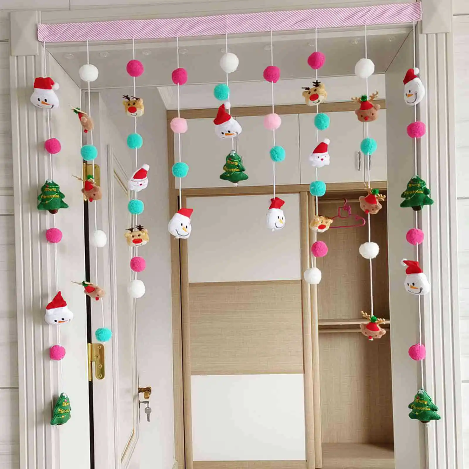 Korean Japan Plush Balls Tassel Doorway Curtains Ball Door Curtain Pendant Melody Kitchen Bedroom Living Room Girls Room Decor: Beige