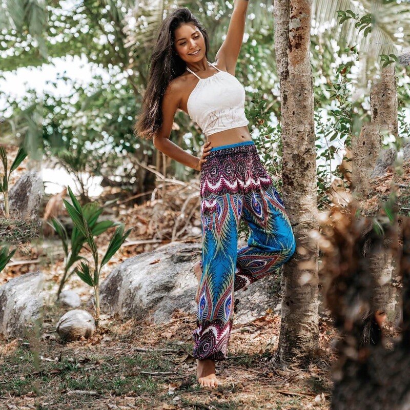 Yoga Hosen Frauen Hippie Harem Gedruckt Leggings Boho Hohe Taille Pantalone De Mujer Cintura Alta Calca Feminina Strand
