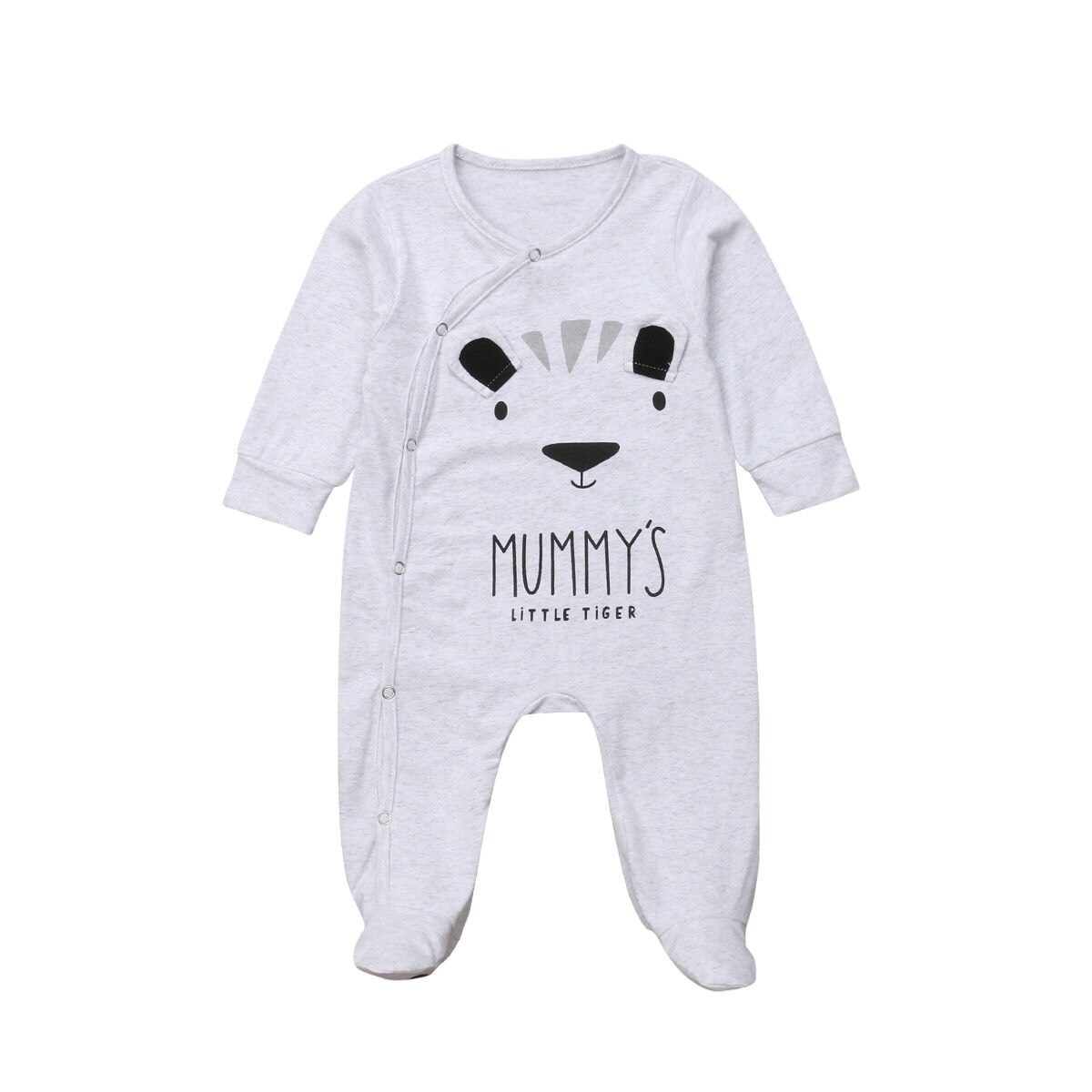 Brand Baby Meisje Jongens Papa Mama Babygrow Boxpakjes Pyjama Romper Bodysuit Leuke Warme Baby Kleding: Grijs / 9m