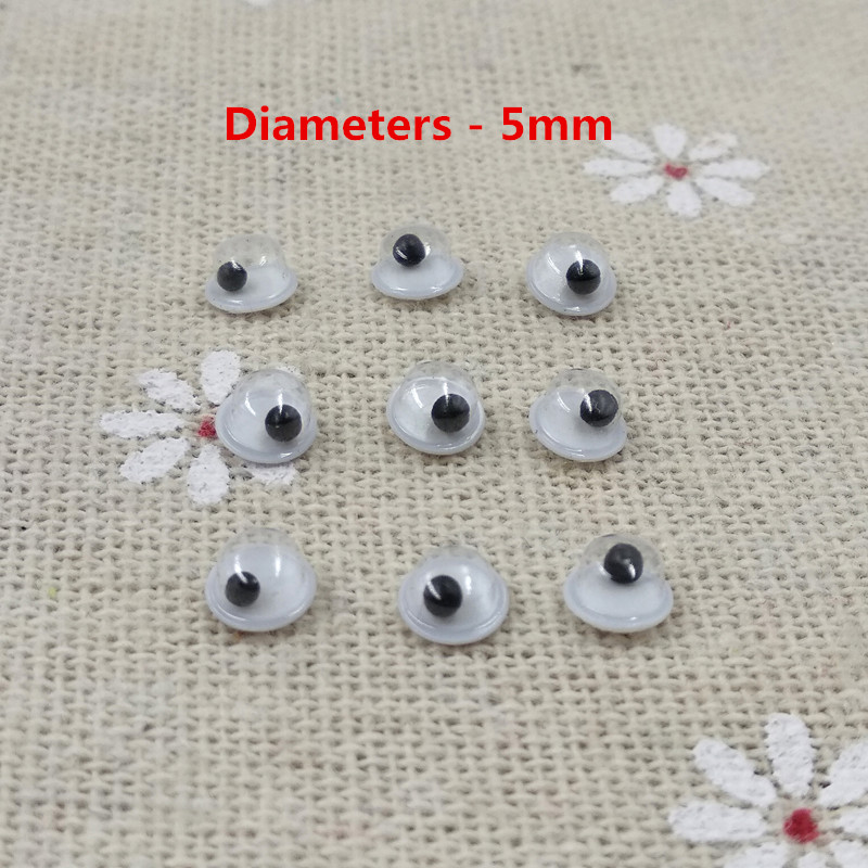 500pcs/lot Googly Eyes Stems Pompom Mixed Self-adhesive Eyes Glue On DIY For Toys Dolls Wiggly Eyeballs Scrapbooking Accessor: 5mm 500pcs