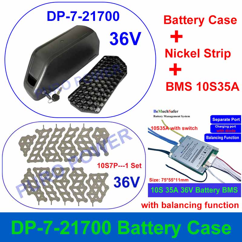POLLY DP-7-21700 caja de batería compatible con 70 Uds 21700 celdas caja vacía tira de níquel 10S 13S 14S 35A DP-2170-7 para batería DIY 36V 48V 52V: Azul