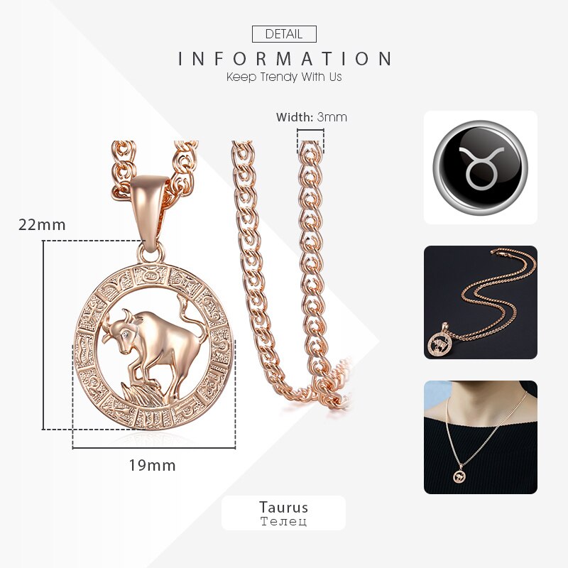 Womens Taurus Pendant Necklace Gold Zodiac Sign Constellation Pendant For Woman Jewelry HGP358