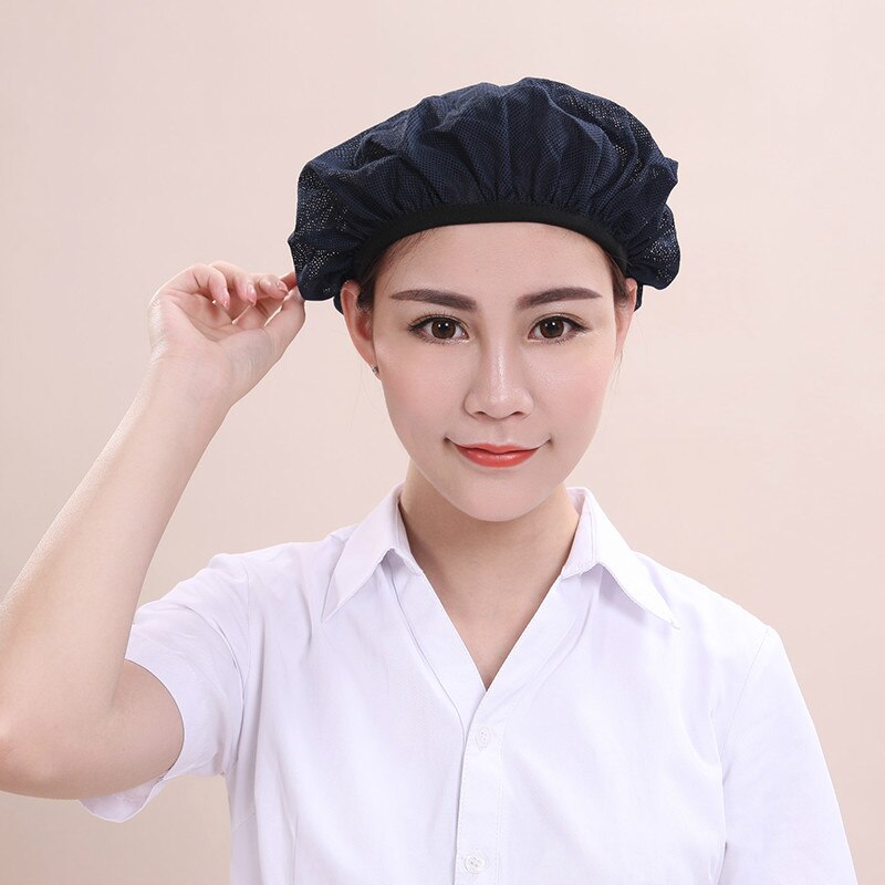Chapeau de travail en cuisine, casquette élastique en maille, uniforme de Chef respirant pour café Restaurant boulangerie, casquette d'atelier unisexe 2 pièces/lot