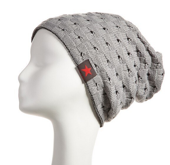 Dubbelzijdig Gebruik Vrouwen Hoed Gebreide Herfst Winter Warm Caps mannen Warme Winter Hoeden Chunky Caps Mutsen Bonnet Femme homme: light gray