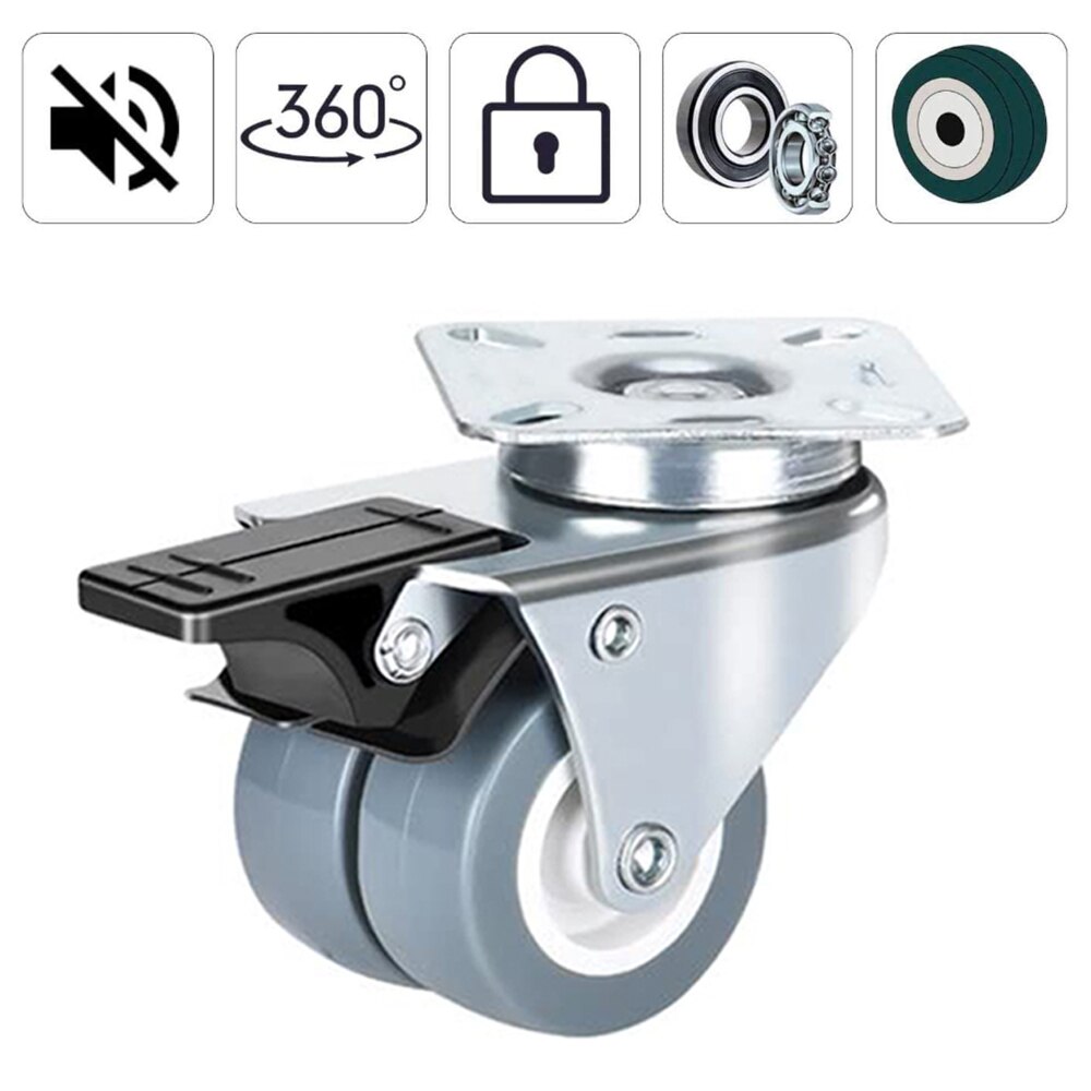 4 stk 50mm heavy duty 50kg svingbare hjul ganske rull for vognhage roterbare doble hjul møbler maskinvare