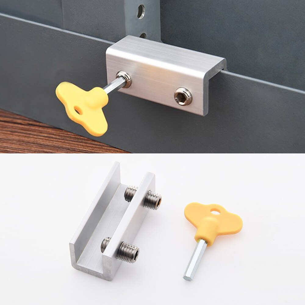 Cerraduras de ventanas correderas ajustables, Tope de puerta de aleación de aluminio, cerradura de seguridad con llaves, cerradura de ventana de seguridad para el hogar y la Oficina