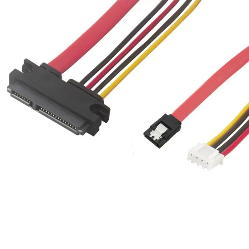 Câble d'alimentation de données SATA 7 + 15 vers SATA 7 broches, ligne intégrée, petit câble SATA à courbure inverse à 4 broches XH2.54