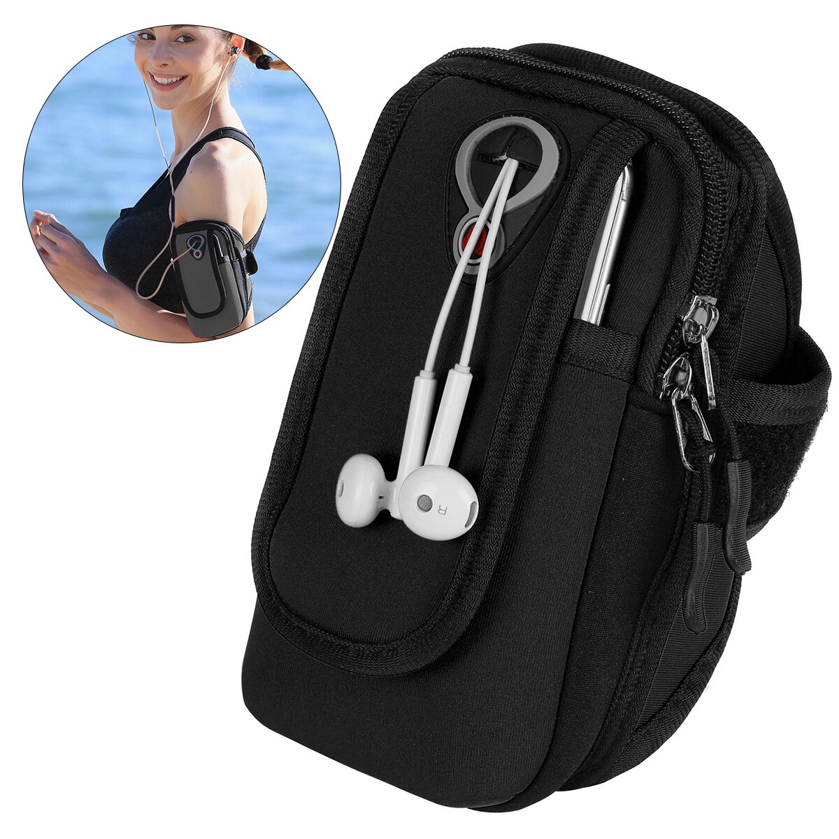 Soporte para teléfono multifuncional, bolsa para brazo celular, banda de entrenamiento, bolsillo deportivo para caminar, senderismo, correr y ciclismo