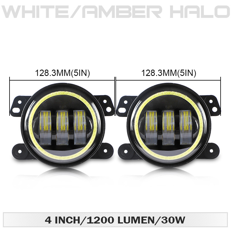 4 Inch mini LED Fog Light 7D with White Amber halo 6000K waterproof 12V 24V For Universal fog Light Projector Lenses three style: White Amber Halo