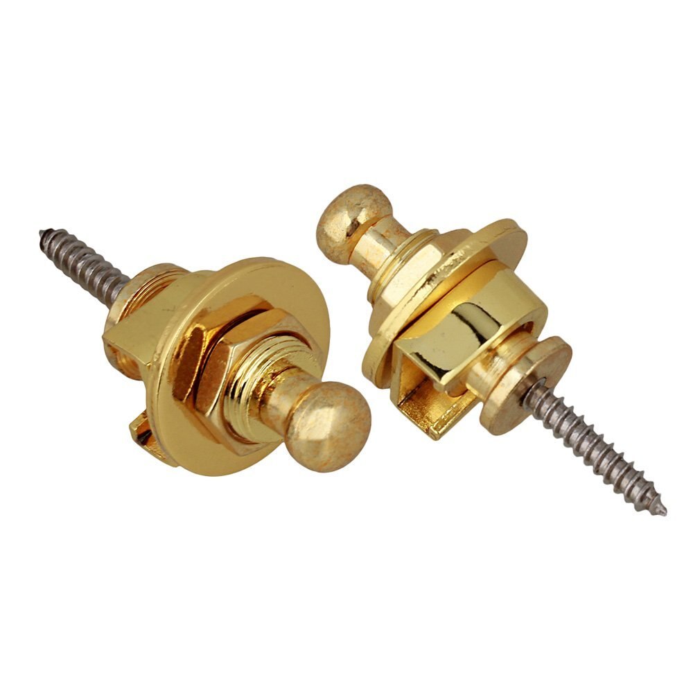 2 Pcs Guitar Bass Strap Lock Skidproof StrapLock locking pegs Pins,Guitar Strap Buttons Pins Metal End - 3 Color For Choose: Gold