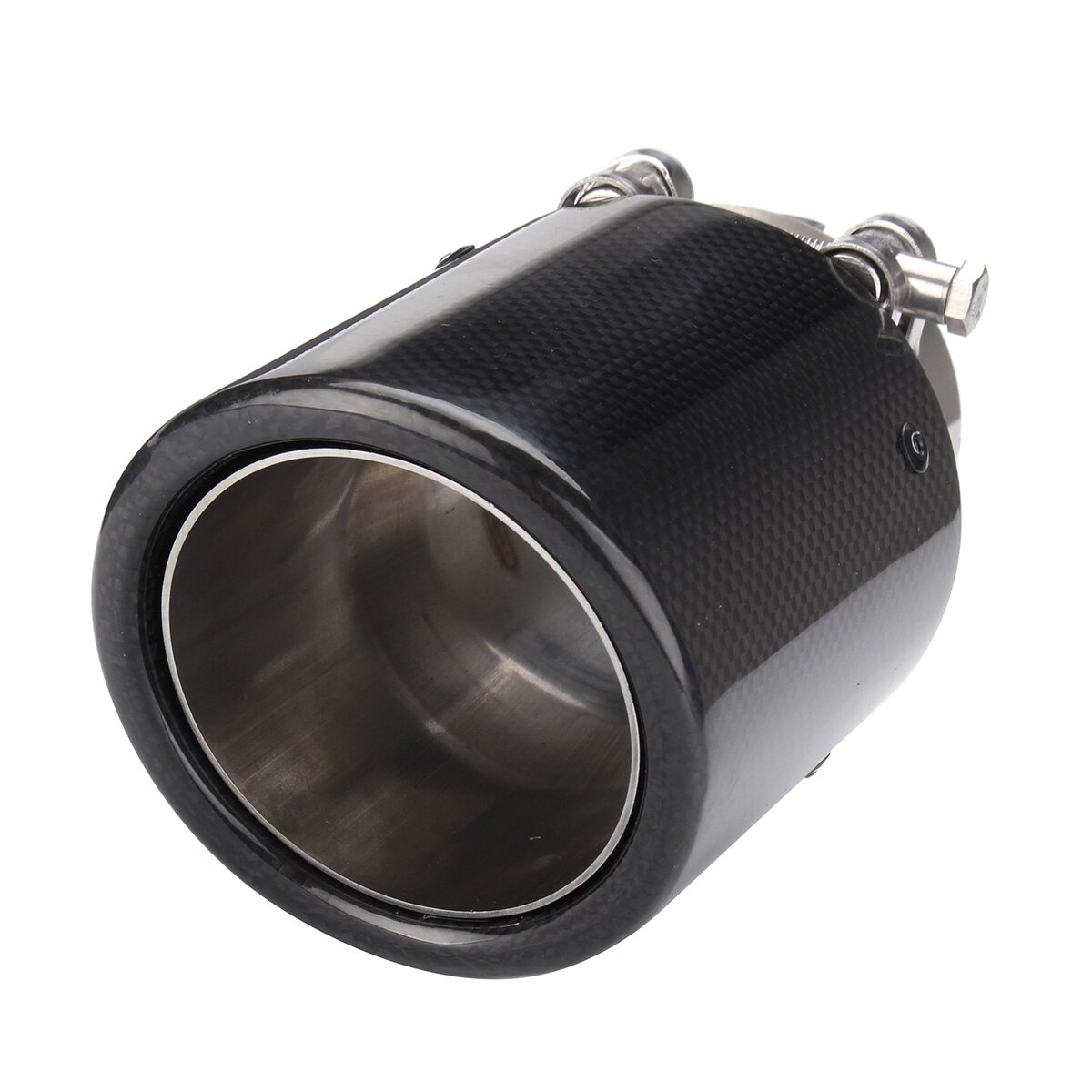 Auto Styling Universal 2.5 inch 63mm-Inlet 89mm-Outlet Glossy Black Carbon Auto Uitlaat Tip Uitlaat Demper