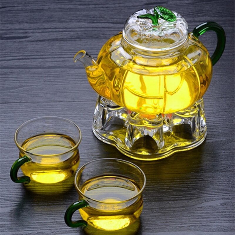 Soporte de vela con calentador, tetera con forma de corazón, vidrio transparente resistente al calor