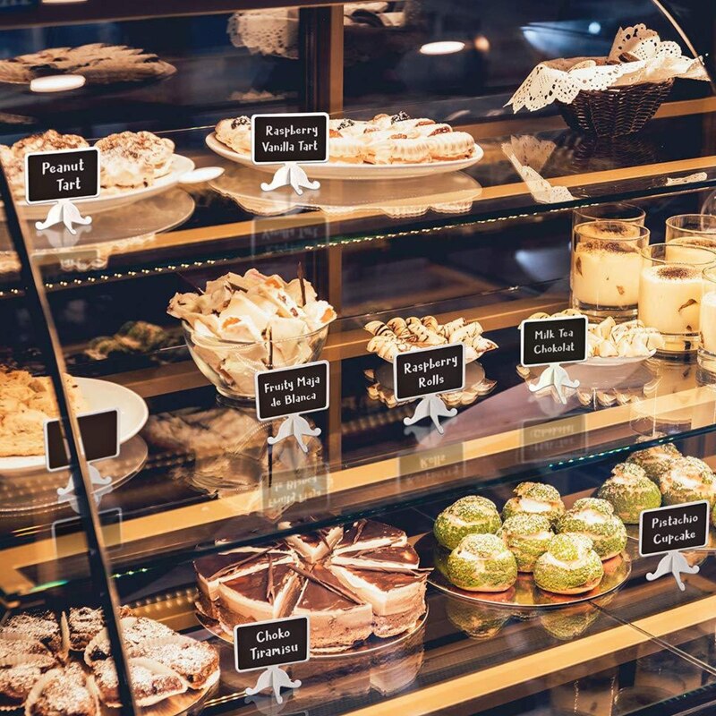 20 Pack Wooden White Framed Chalkboard Labels with Easel Stand Mini Chalkboard Blackboard for Food Cards for Wedding