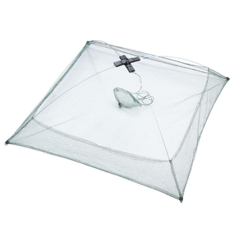 Bærbart foldbart firkantet fiskenet fiskenet fisk rejer krabbe lokkemad støbt mesh fælde fiskeri tilbehør: Default Title