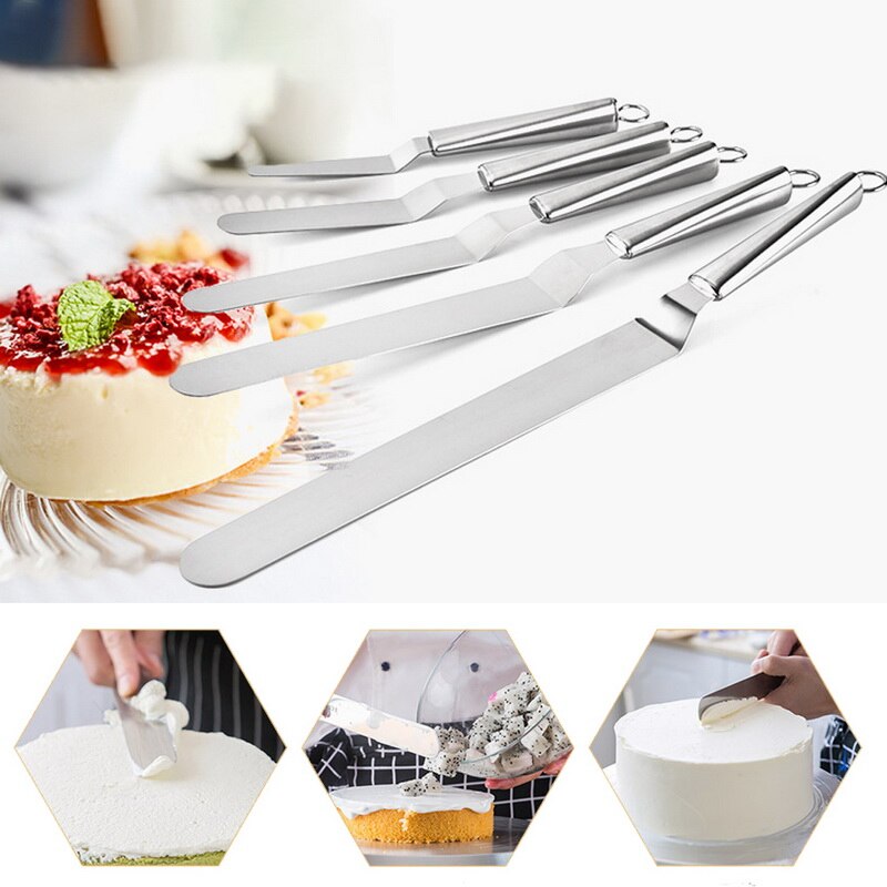 Roestvrij Staal Boter Cake Mes Spatel 6/8/10 Inch Straight Handvat/Gebogen Handvat Voor Cake Soepeler Icing strooier