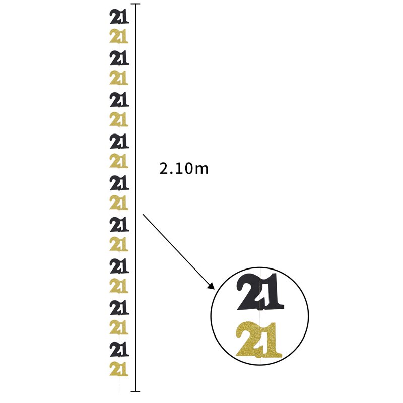 30 Jaar Oud Verjaardag Papier String 18 Jaar Oud 21 Jaar Oude Zwarte Goud Verjaardagsfeestje Decoratie Pull Vlag Bunting decoratie: 21 years old