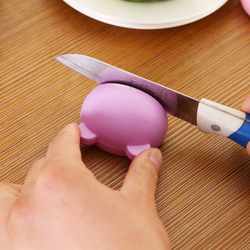 Whetstone Knife Grinding Mill Kitchen Gadgets 1 Pc Multifunction Cartoon Knife Sharpener Mini Grindstone: purple