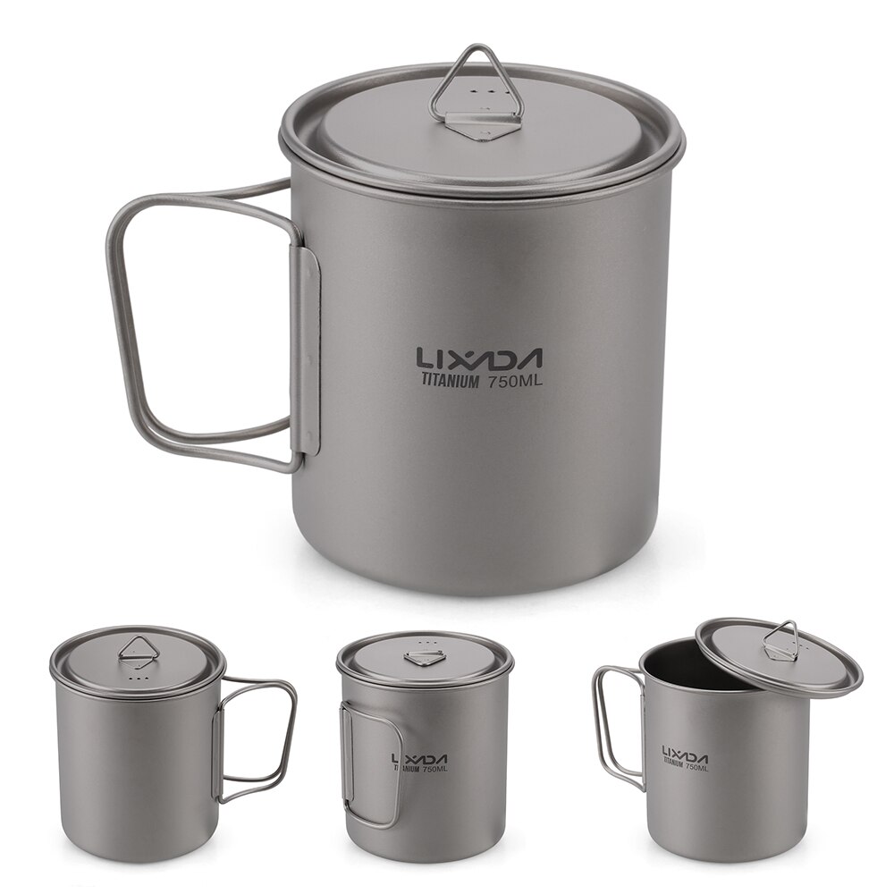 Lixada Titan Tasse draussen Tragbare Camping Picknick Wasser Tasse Becher mit Faltbare Griff 300ml/350ml/420ml/550ml/650ml/750ml