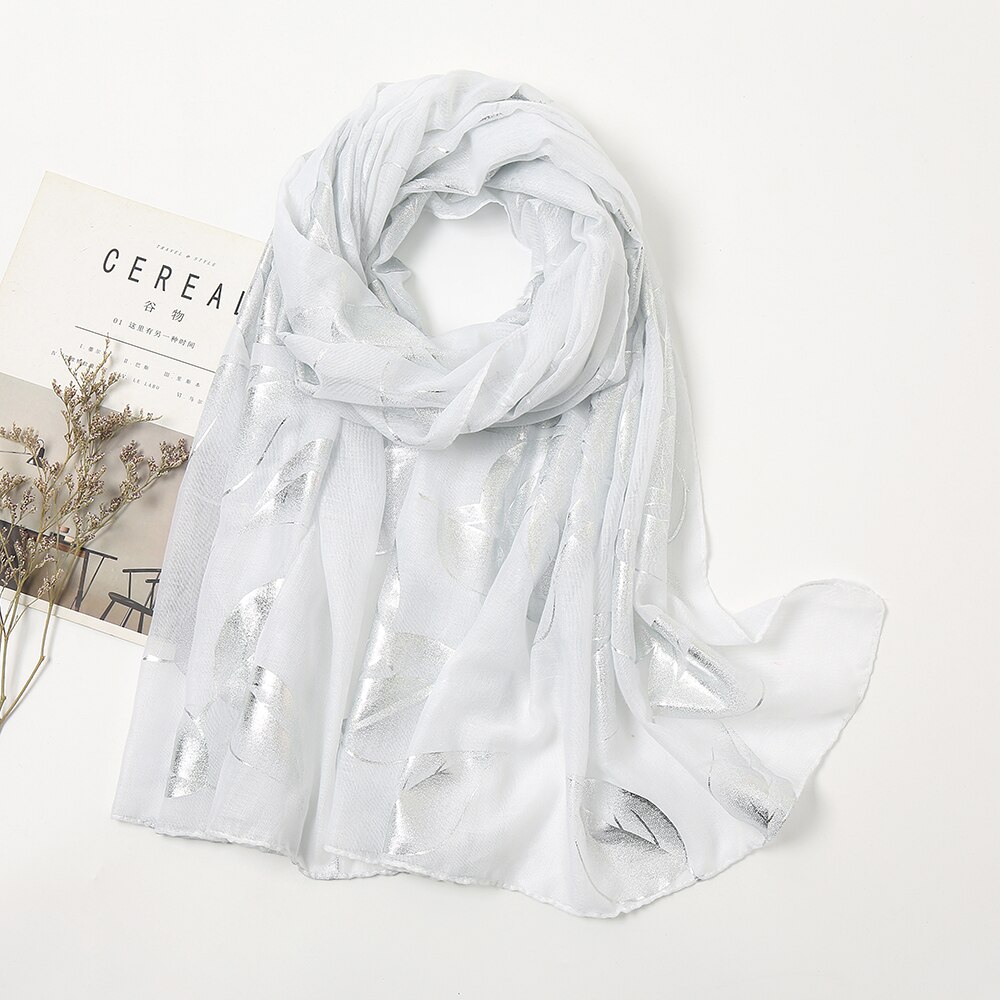 Luxury Silver Glitter Scarf Women Leaves Shimmer Hijab Oversize Shiny Shawl Stoles Muslim Women Veils Cotton Women&#39;s Scarves: 6
