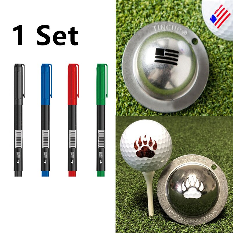 1 Set Golf Ball Marker and Stainless Steel Stencil Marker Pen Liner Golf Putting Positioning Aids Outdoor Golf Sport Equipments