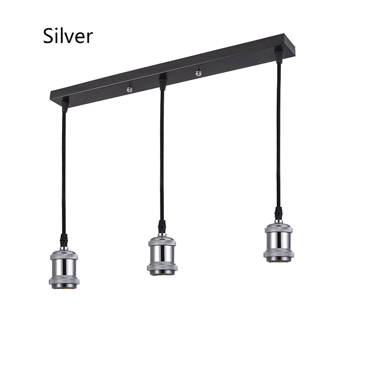 E27 Socket Aluminum Light Lamp Holder E26 Screw Bulb base Vintage Pendant lights Industrial Retro Fittings lamp holder Fixture: Silver Long