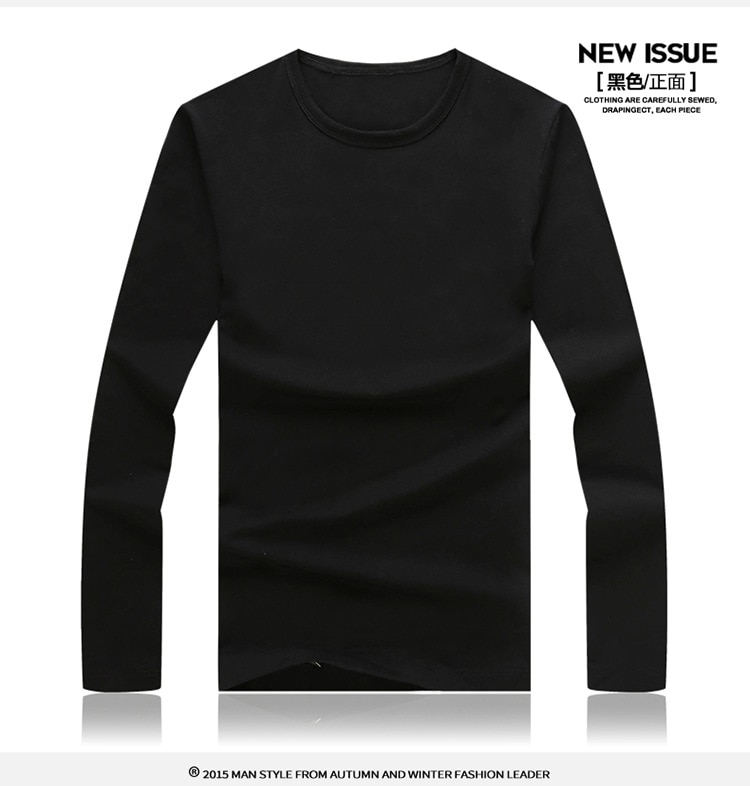 Mrmt herre t-shirt 3 basisfarver langærmet slim t-shirt unge mænd ren farve t-shirt 3xl størrelse o hals
