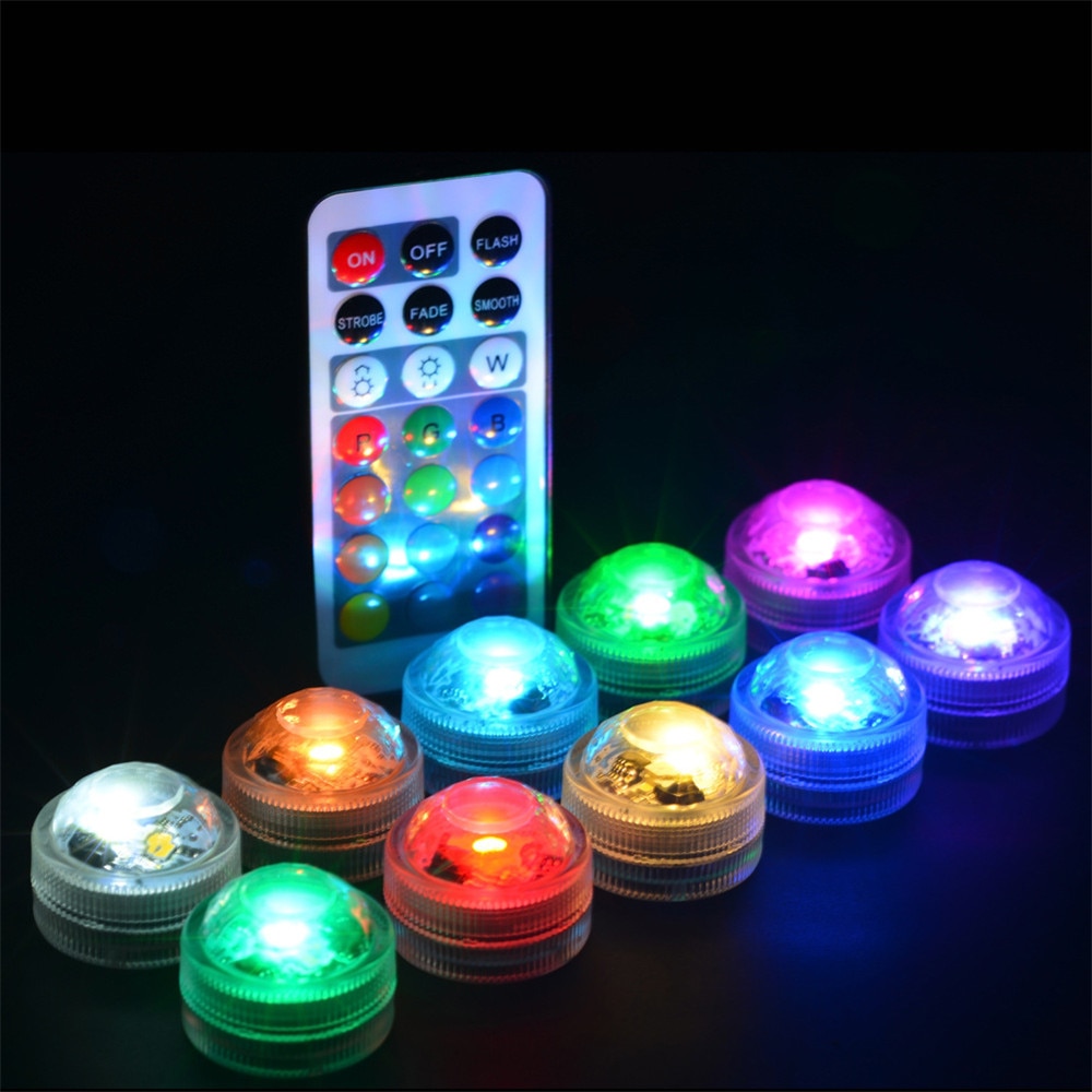 Remote Controlled RGB Submersible Light Battery Operated Underwater Night Lamp Vase Bowl Outdoor Garden Wedding Party Decoration