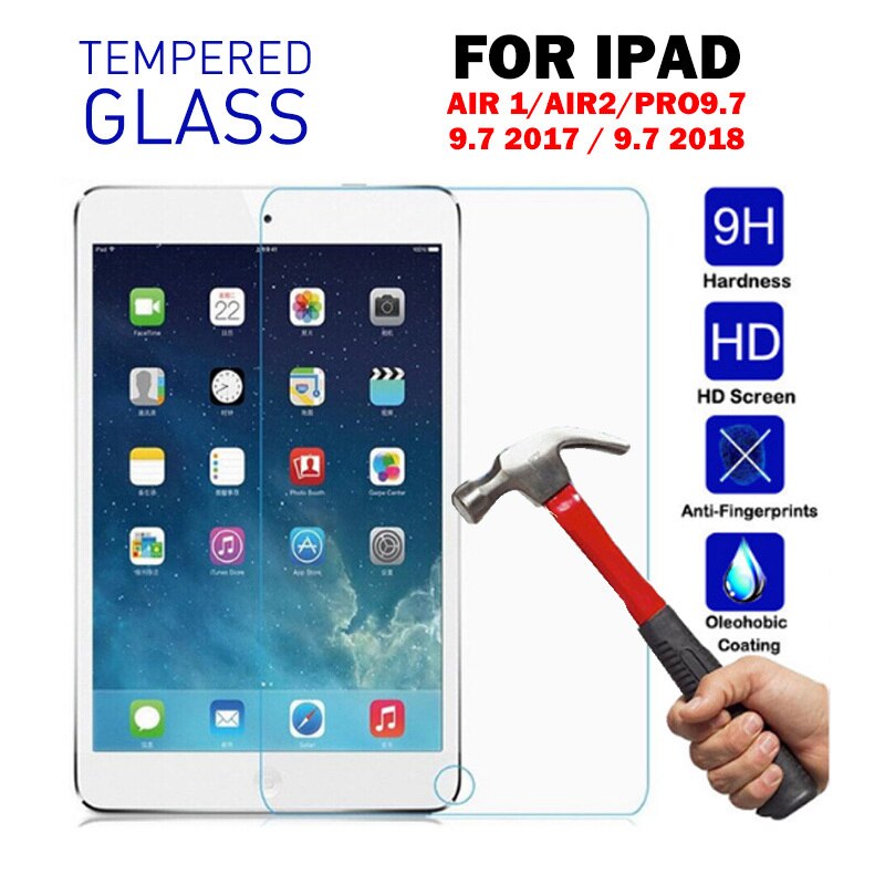 För ipad fodral läderfodral för ipad air 2 fodral flip stativ handhåll smart fodral för apple ipad air 1 för ipad 9.7: Härdat glas