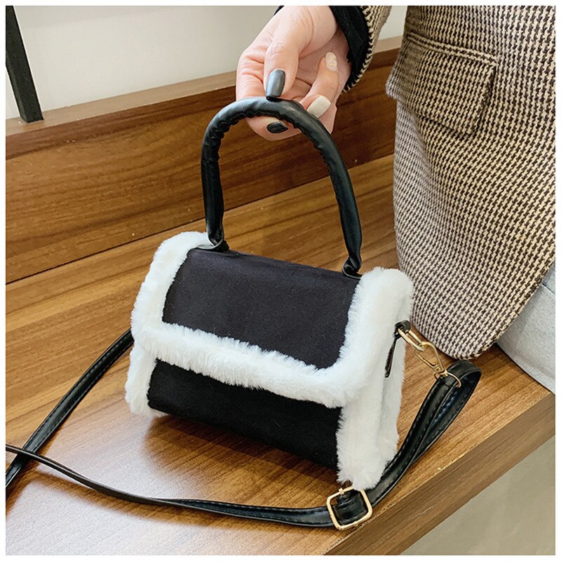 2020 nowe panie PU przekątna mała torba kwadratowa moda okładka typu pluszowa dekoracyjna torebka na wszystkie mecze torba damska na jedno ramię