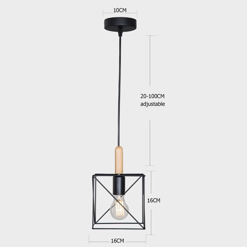 7 type moderne sorte bur pendel jern minimalistisk retro nordisk loft pyramide lampe metal hængende lampe  e27 indendørs: 8020