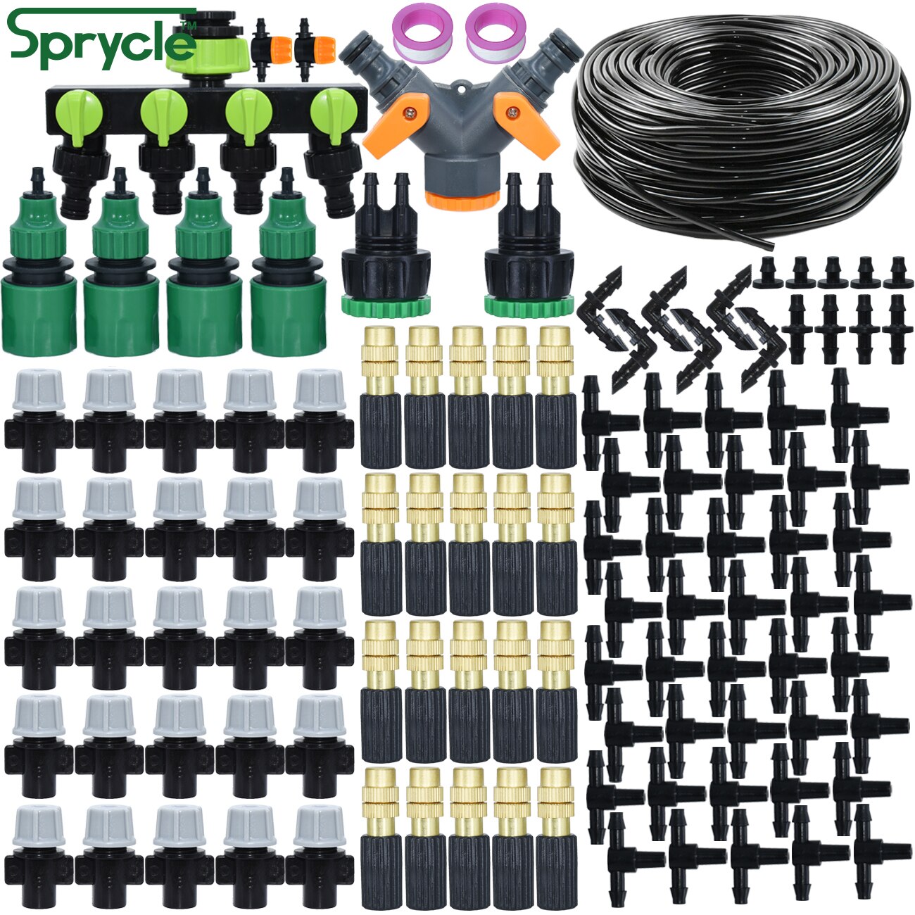 SPRYCLE 5-50m Gewächshaus Garten 1/4 "Schlauch Automatische Mikro Bewässerung Bausatz Tropf Bewässerung System Einstellbar Durcheinander Zerstäubung düse
