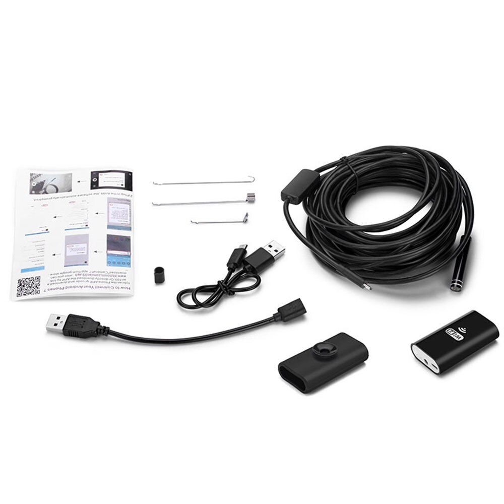 Endoskop kamera 1m/3.0m/5m/7m/10m wifi 8mm mini vandtæt blødt kabel  hd 720p opløsning justerbar til smartphone universal