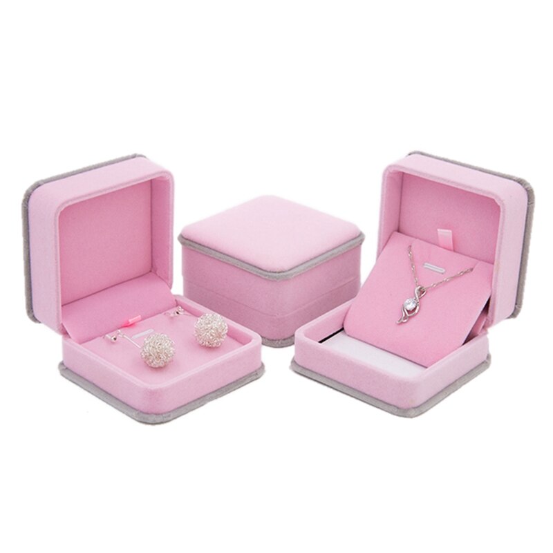 Valentines day ring velvet packaging box jewelry organizer earrings pendant women accessories case