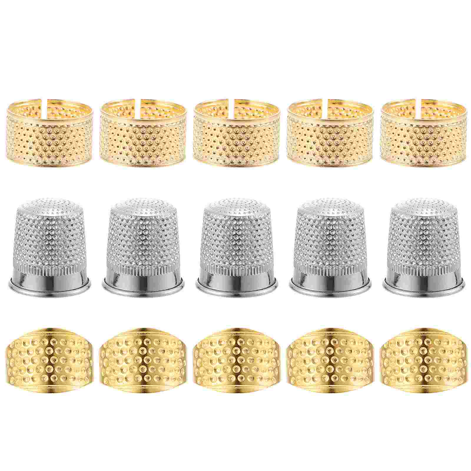 15pcs Sewing Thimbles Durable Cross Stitch Thimbles Adjustable Metal Thimbles