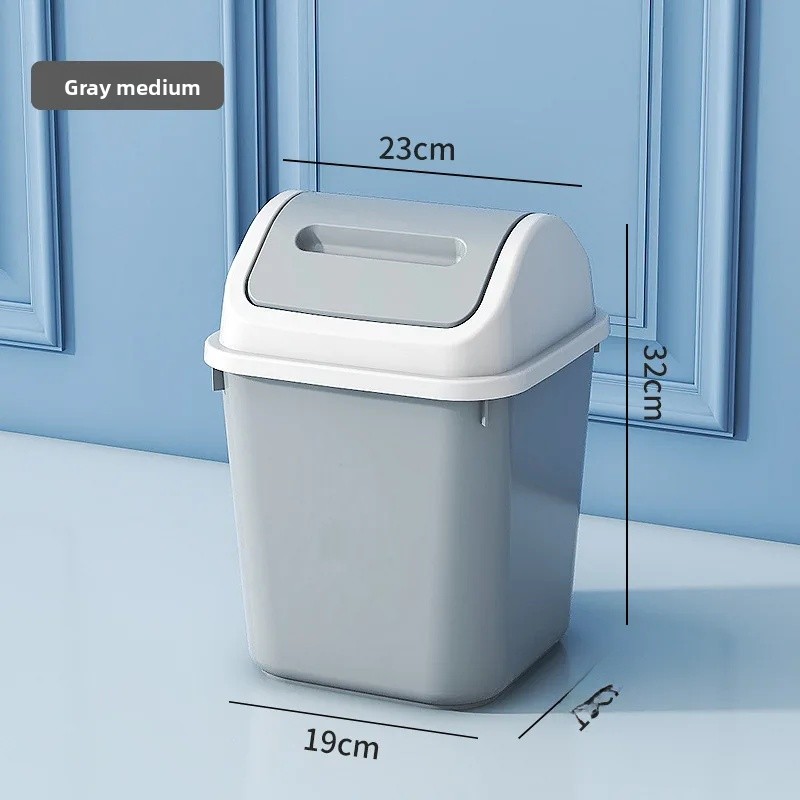Duży, szczelny kosz na śmieci robić domu, łazienki, kuchni, salonu z pokrywą, plastikowy kwadratowy pojemnik na odpady robić sypialni.: BIAŁY