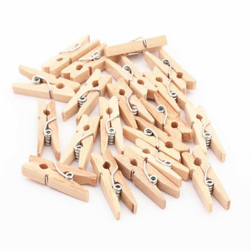 Clips de madera hechos en China, pinzas para fotos, pinza de ropa artesanal, decoración para la escuela y la Oficina, 25mm, 10 Uds.