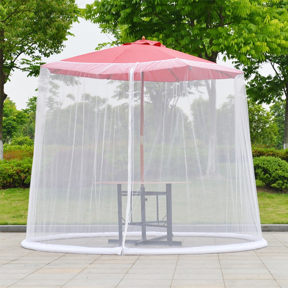 Umbrella Cover Mosquito Netting Screen Safe For Patio Table Garden Deck Furniture Zippered Mesh Enclosure Double-door Outdoor