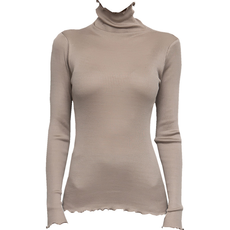 SuyaDream Women Solid Turtleneck Pullovers 80%Silk 20%Cotton Slim Fit Rib Sweaters Autumn Winter Bottoming Knit wear