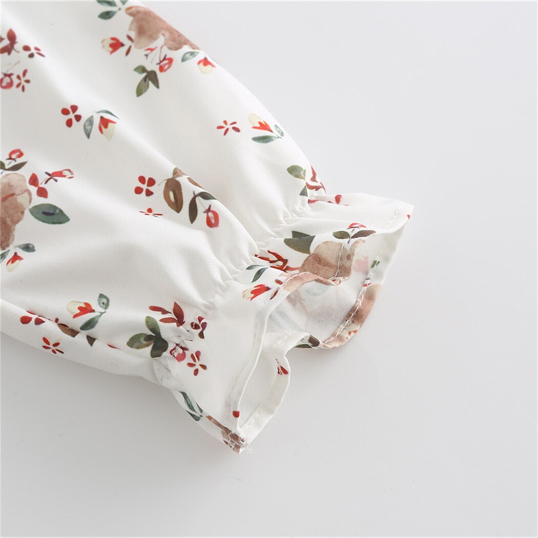 Chemisier à fleurs pour filles de 0 à 4 ans, doux et respirant, à manches longues, pour enfants, printemps-automne