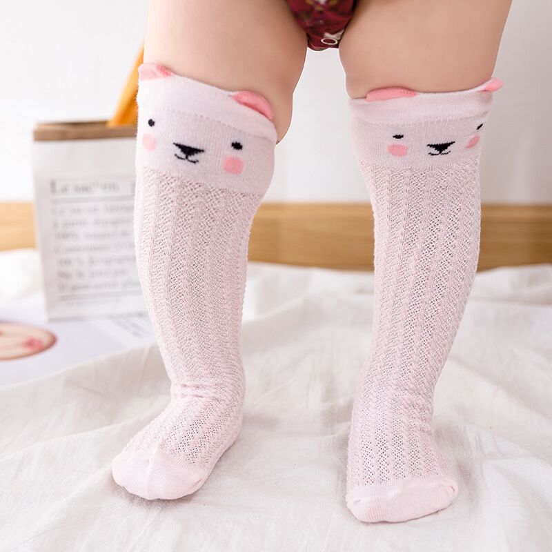 3 Paare/los Sommer Dünne Gittergewebe Baby Mädchen Über Knie Hohe Socken Kleinkind Ebene Atmungsaktive Baumwolle Lange Socken für Kleinkinder Jungen