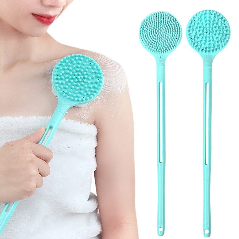 Double-sided Shower Body Brush Silicone Long Handle Back Rub Massage Shower Cleaner Back Body Brush