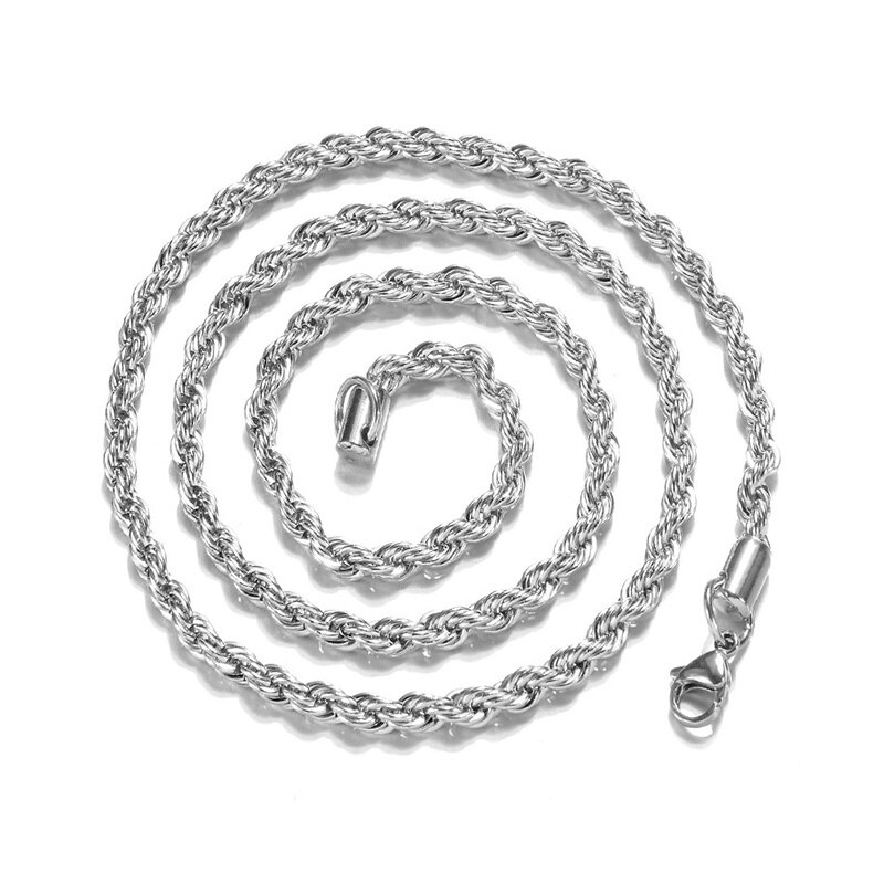 3MM Titan Stahl Silber Gold herren Halskette Twist Kette Lange Halsketten Für Frauen Collier Schmuck Accesory: 20in silver