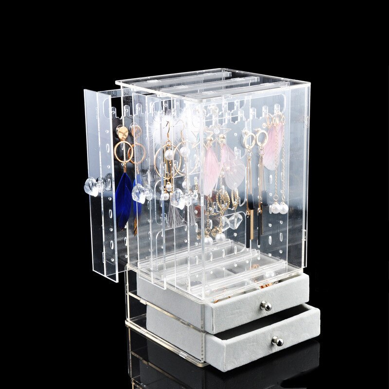 Jewelry Organizer Storage Box Necklace Display Case Earrings Bracelet Hanger Decoration Girls Women Makeup Storage Case