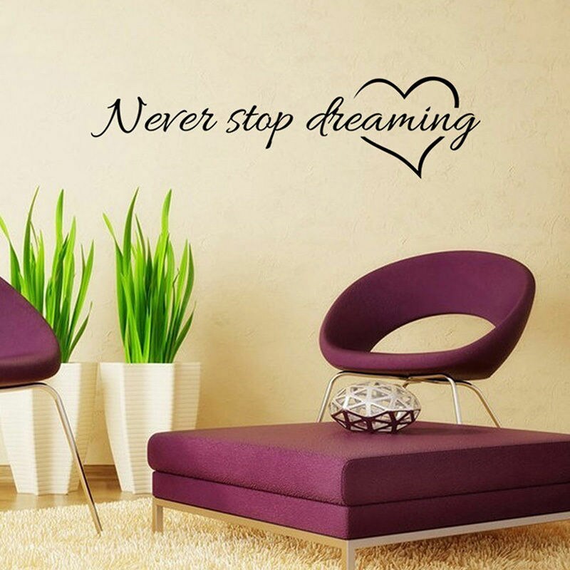Nooit Stoppen Dromen Citaat Verwijderbare Muursticker Vinyl Art Decal Thuis Woonkamer Decor