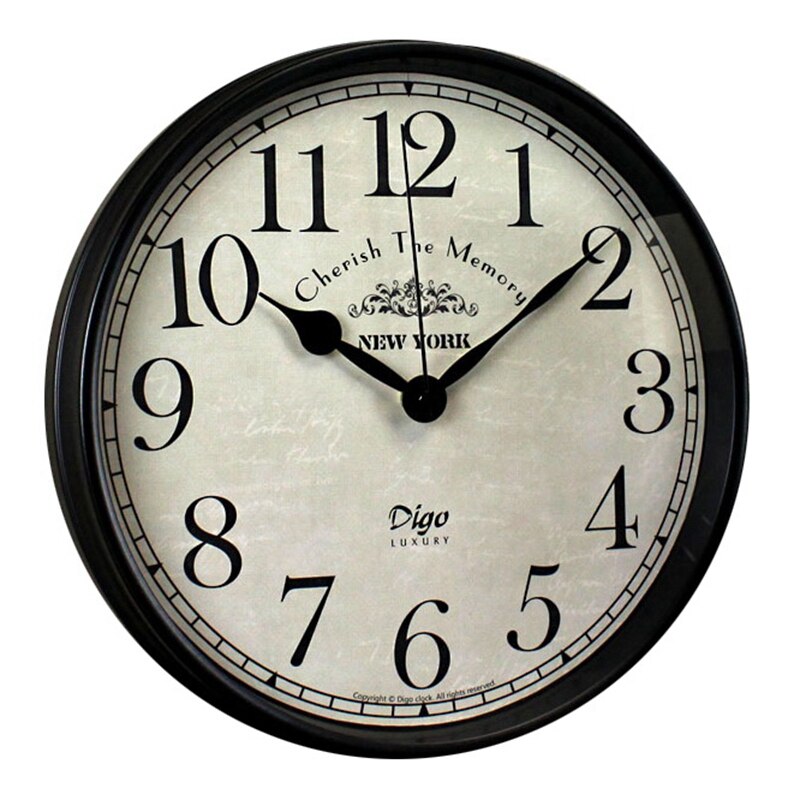 Digo Wall Clock 12 Inch Metal Silent Non-Ticking Battery European Digital Clocks Decor Table Dial for Indoor Home: Digital